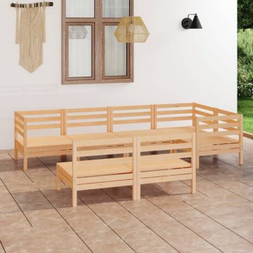 vidaXL Sodo poilsio baldų komplektas, 7 dalių, pušies medienos masyvas
