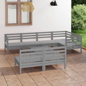 vidaXL Sodo poilsio baldų komplektas, 8 dalių, pilkas, pušies masyvas