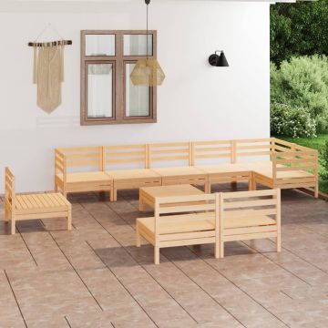 vidaXL Sodo poilsio komplektas, 10 dalių, pušies medienos masyvas
