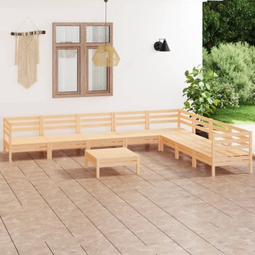 vidaXL Sodo poilsio baldų komplektas, 9 dalių, pušies medienos masyvas