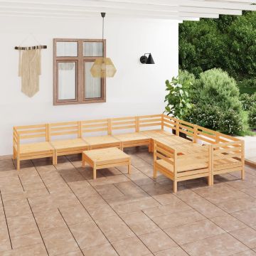 vidaXL Sodo poilsio baldų komplektas, 10 dalių, pušies masyvas