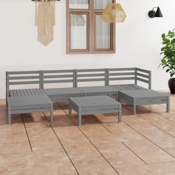 vidaXL Sodo poilsio baldų komplektas, 7 dalių, pilkas, pušies masyvas