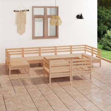 vidaXL Sodo poilsio baldų komplektas, 10 dalių, pušies masyvas