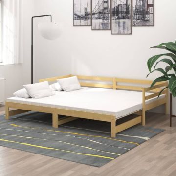 vidaXL Ištraukiama lova, 2x(90x200)cm, pušies medienos masyvas