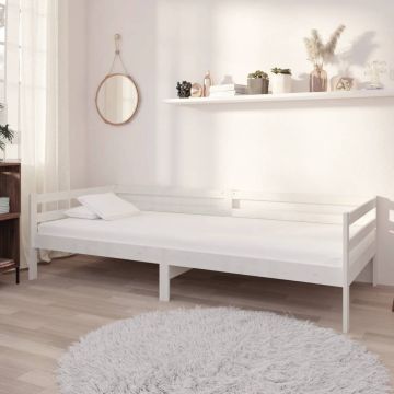 vidaXL Lova su stalčiais, balta, 90x200cm, pušies medienos masyvas