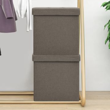 vidaXL Taburetės-daiktadėžės, 2vnt., taupe, dirbtinis linas