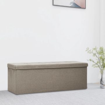 vidaXL Sulankstomas suoliukas-daiktadėžė, taupe, dirbtinis linas