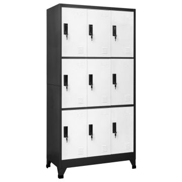 vidaXL Persirengimo spintelė, antracito/balta, 90x45x180cm, plienas