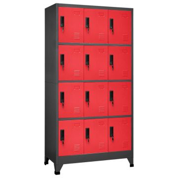 vidaXL Persirengimo spintelė, antracito/raudona, 90x45x180cm, plienas