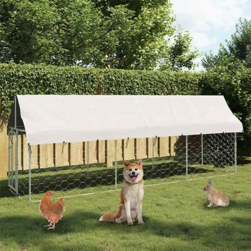 vidaXL Lauko voljeras šunims su stogu, 400x100x150cm