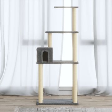 vidaXL Draskyklė katėms su stovais iš sizalio, šviesiai pilka, 147cm
