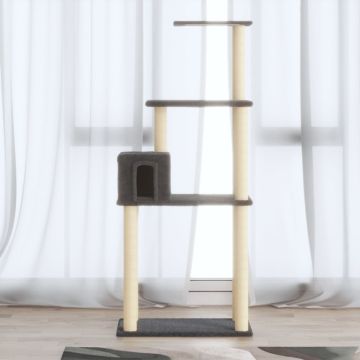 vidaXL Draskyklė katėms su stovais iš sizalio, tamsiai pilka, 147cm
