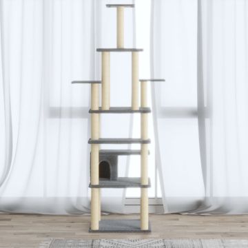vidaXL Draskyklė katėms su stovais iš sizalio, šviesiai pilka, 183cm