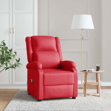 vidaXL Masažinis krėslas, raudonos spalvos, dirbtinė oda