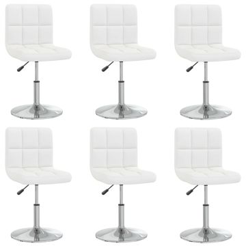 vidaXL Valgomojo kėdės, 6vnt., baltos, dirbtinė oda
