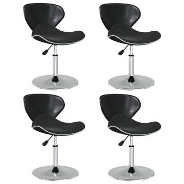 vidaXL Valgomojo kėdės, 4 vnt., juodos spalvos, dirbtinė oda