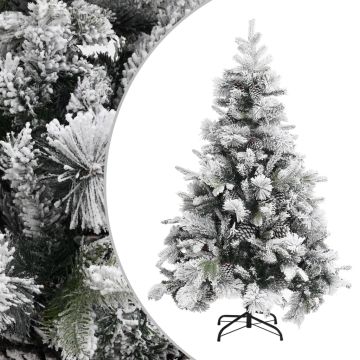 vidaXL Kalėdų eglutė su sniegu/kankorėžiais, 150cm, PVC ir PE