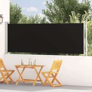 vidaXL Ištraukiama šoninė kiemo pertvara, juodos spalvos, 117x600cm