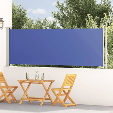 vidaXL Ištraukiama šoninė kiemo pertvara, mėlynos spalvos, 117x600cm