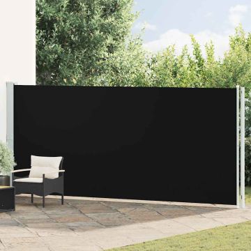 vidaXL Ištraukiama šoninė kiemo pertvara, juodos spalvos, 180x600cm
