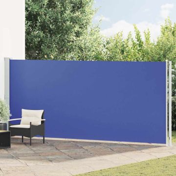 vidaXL Ištraukiama šoninė kiemo pertvara, mėlynos spalvos, 180x600cm