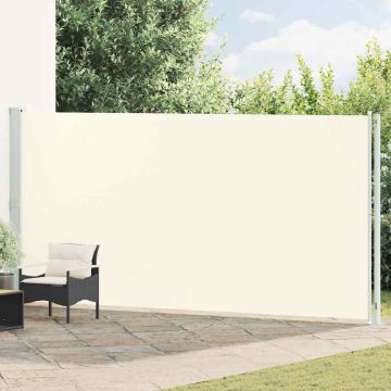 vidaXL Ištraukiama šoninė kiemo pertvara, kreminės spalvos, 200x600cm