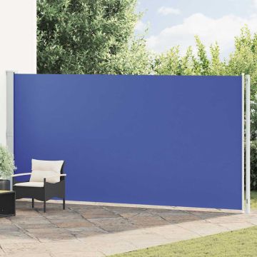 vidaXL Ištraukiama šoninė kiemo pertvara, mėlynos spalvos, 200x600cm