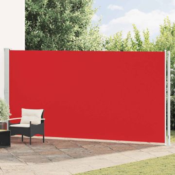 vidaXL Ištraukiama šoninė kiemo pertvara, raudonos spalvos, 200x600cm