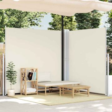 vidaXL Ištraukiama šoninė pertvara, kreminės spalvos, 200x600cm