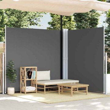vidaXL Ištraukiama šoninė pertvara, antracito spalvos, 220x600cm