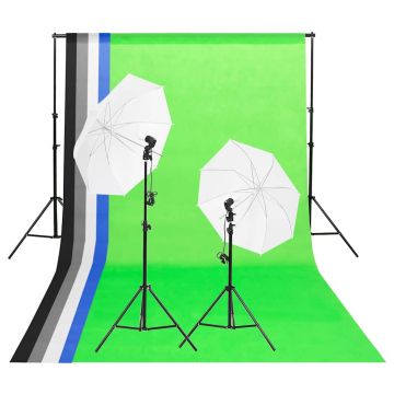 vidaXL Studijos apšvietimo rinkinys su fonais ir skėčiais