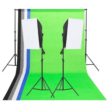 vidaXL Studijos apšvietimo rinkinys su fonais ir šviesdėžėmis