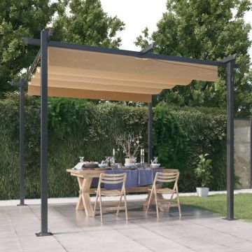 vidaXL Sodo pavėsinė su įtraukiamu stogu, taupe spalvos, 3x3m
