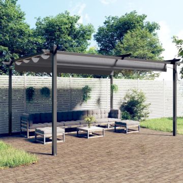 vidaXL Sodo pavėsinė su įtraukiamu stogu, antracito spalvos, 4x3m