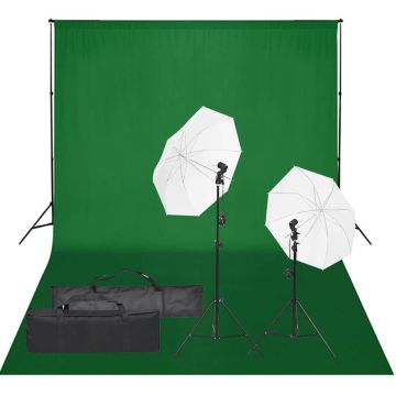 vidaXL Fotostudijos rinkinys su apšvietimo rinkiniu ir fonu