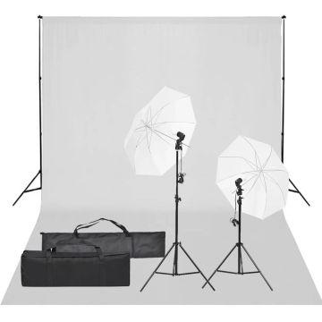 vidaXL Fotostudijos rinkinys su apšvietimo rinkiniu ir fonu