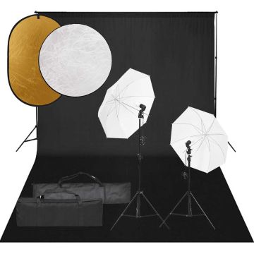 vidaXL Fotostudijos rinkinys su šviestuvais, fonu ir reflektoriumi