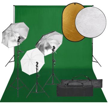 vidaXL Fotostudijos rinkinys su šviestuvais, fonu ir reflektoriumi