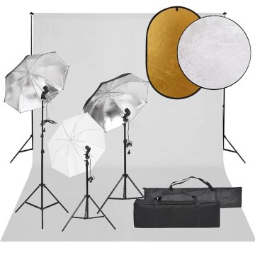 vidaXL Fotostudijos rinkinys su šviestuvais, fonu ir reflektoriumi