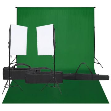 vidaXL Fotostudijos rinkinys su apšvietimo rinkiniu ir fonu