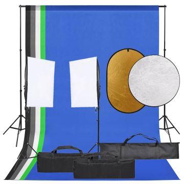vidaXL Fotostudijos rinkinys su šviestuvais, fonu ir reflektoriumi