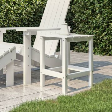 vidaXL Sodo Adirondack staliukas, baltos spalvos, 38x38x46cm, HDPE