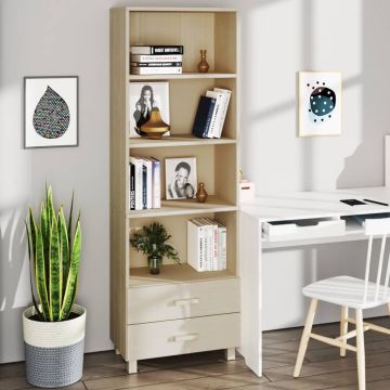 vidaXL Komoda HAMAR, medaus ruda, 60x35x180cm, pušies masyvas