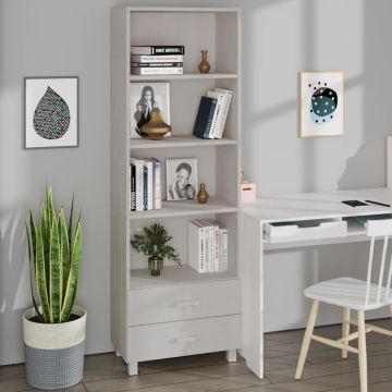 vidaXL Komoda HAMAR, balta, 60x35x180cm, pušies medienos masyvas