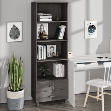 vidaXL Komoda HAMAR, šviesiai pilka, 60x35x180cm, pušies masyvas