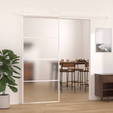 vidaXL Stumdomos durys, baltos, 90x205cm, ESG stiklas ir aliuminis