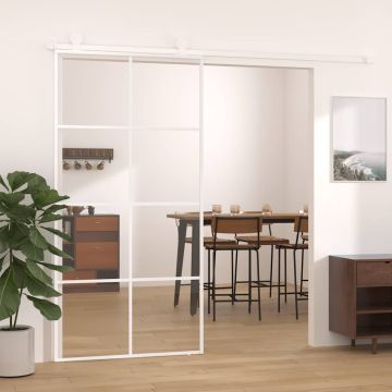 vidaXL Stumdomos durys, baltos, 102,5x205cm, ESG stiklas ir aliuminis