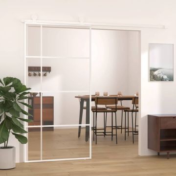 vidaXL Stumdomos durys, baltos, 102,5x205cm, ESG stiklas ir aliuminis