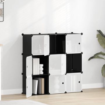 vidaXL Storage Cube Organizer su 9 kubeliais ir durelėmis juodas PP