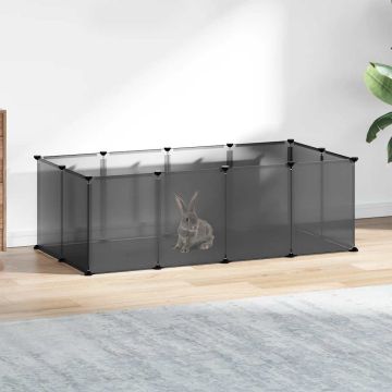vidaXL Narvas mažiems gyvūnams, juodas, 144x74x46,5cm, PP ir plienas